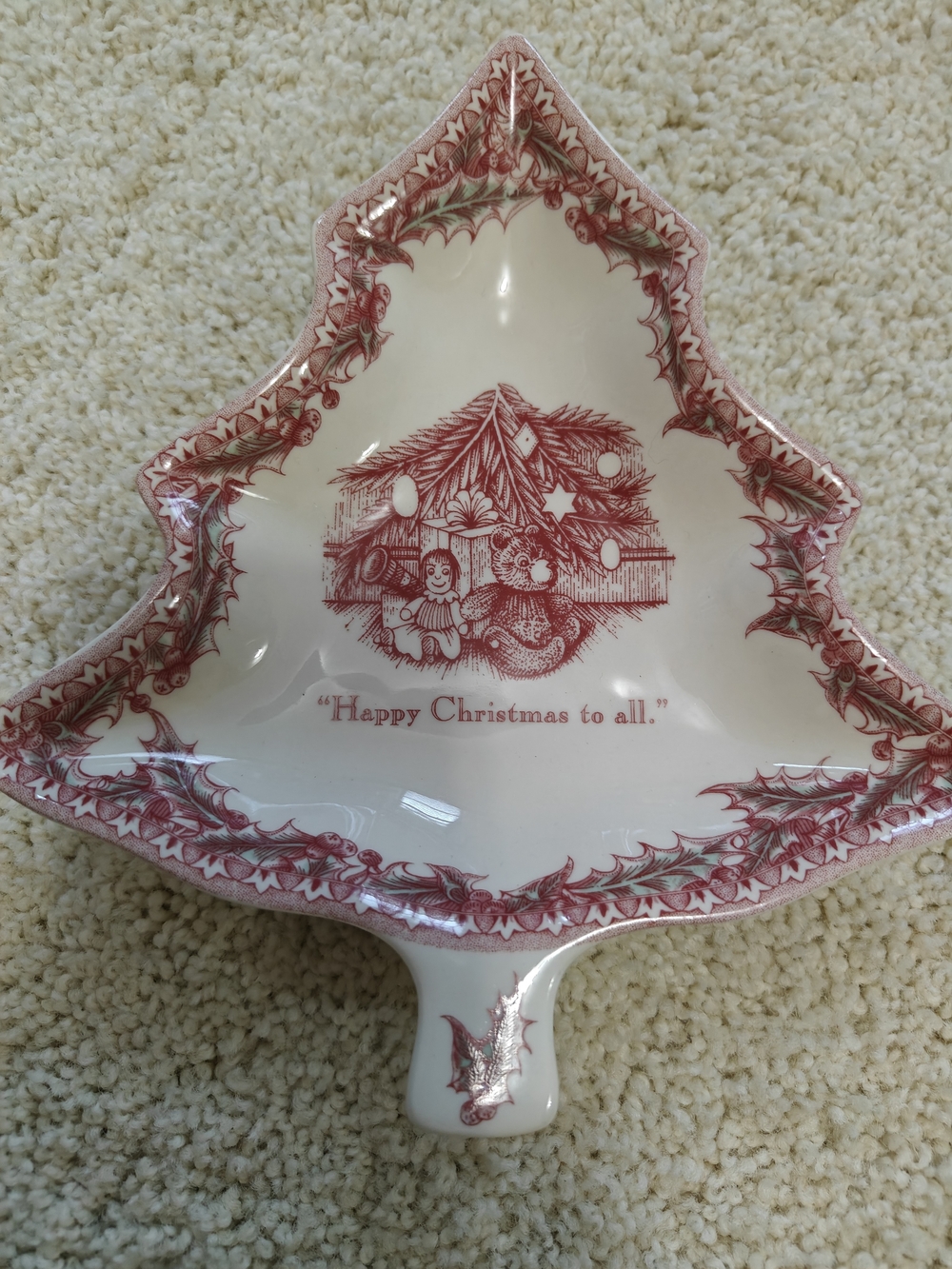 Johnson Brothers Cream and Red Tree-Shaped Serving Dish